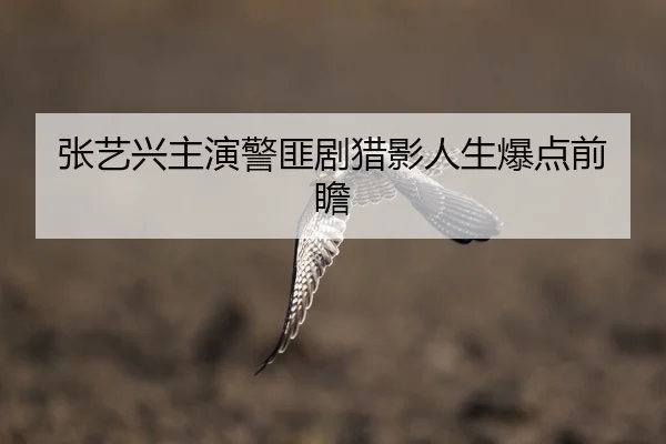 张艺兴主演警匪剧猎影人生爆点前瞻